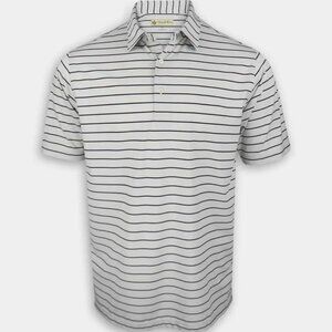Donald Ross Polo Shirt Mens Large White Striped Golf Performance Casual Sport